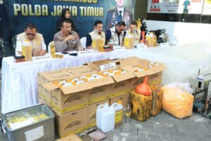 Barang bukti yang berhasil di ungkap polda jatim