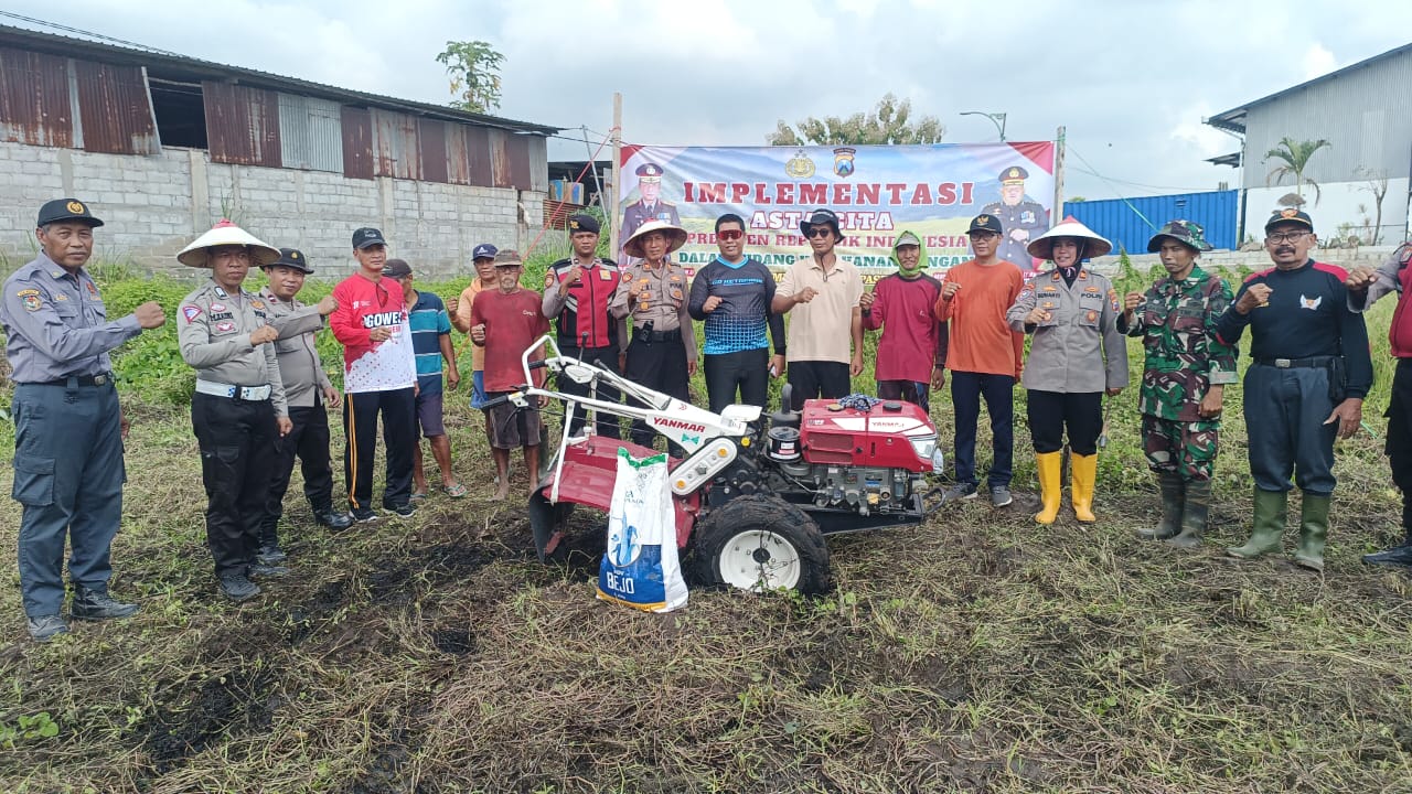 Dukung Program Asta cita, Polsek Gempol Bersama Firkopimka dan Gapoktan  Melaksanakan Pembukaan Lahan