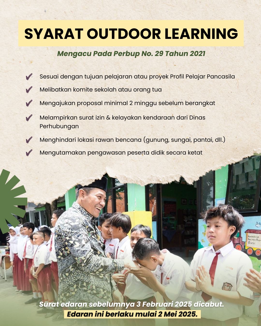 Bupati Sidoarjo Ijinkan Outdoor Learning (ODL), Tetap Utamakan Keselamatan Anak Didik