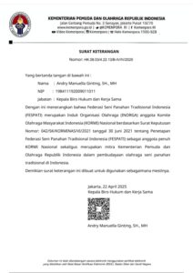 FESPATI Sebagai Anggota penuh KORMI Nasional dan mitra Kementrian Pemuda dan Olahraga Republik Indonesia