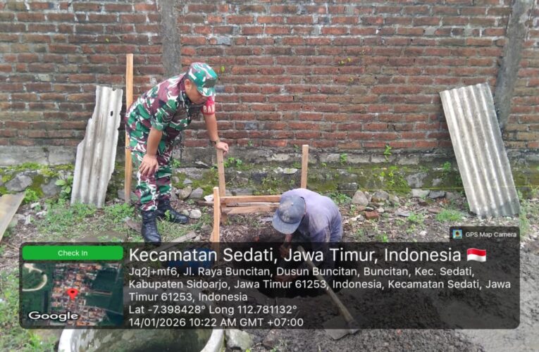 Babinsa Koramil 0816-18 Sedati Sidak Pembangunan Dapur Makan Bergizi Gratis (MBG)