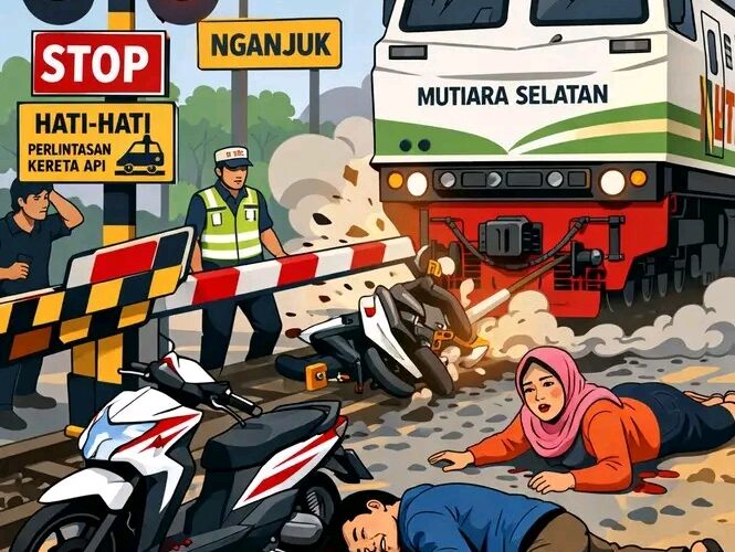 Pasutri Asal Surabaya Meninggal Dunia Tersambar Kereta Api di Nganjuk