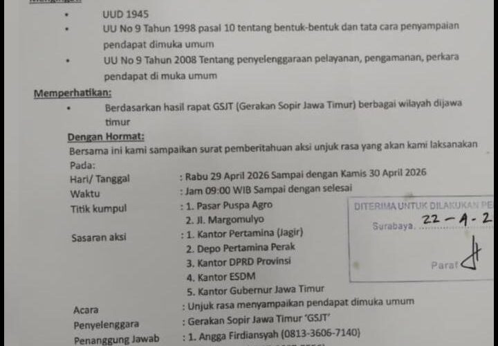 GSJT Siapkan Aksi Unjuk Rasa Dua Hari di Surabaya