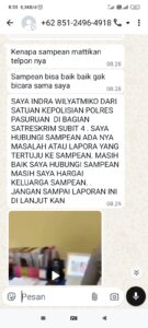 Bukti chat terduga pelaku penipuan